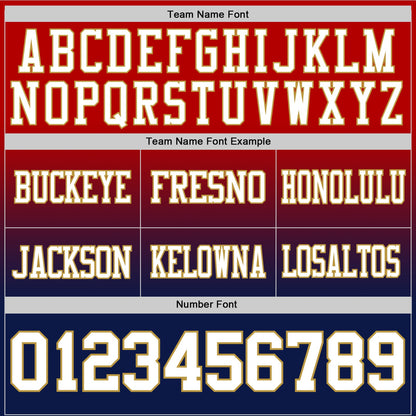 Custom Red White Navy-Old Gold Mesh Authentic Fade Fashion Football Jersey - Sky-Custom