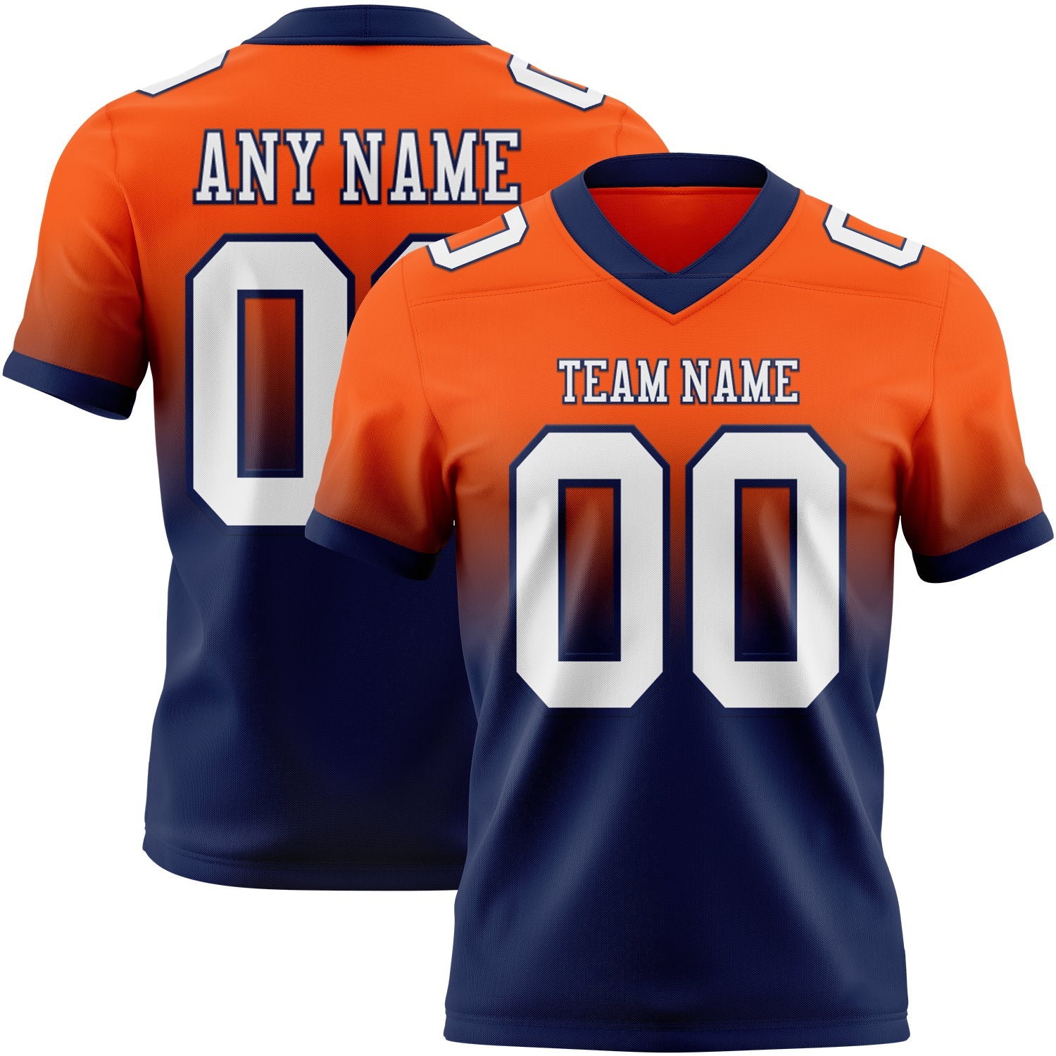 Custom Orange White-Navy Mesh Authentic Fade Fashion Football Jersey - Sky-Custom