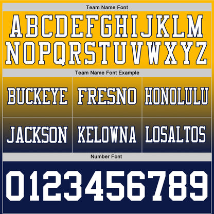 Custom Gold White-Navy Mesh Authentic Fade Fashion Football Jersey - Sky-Custom
