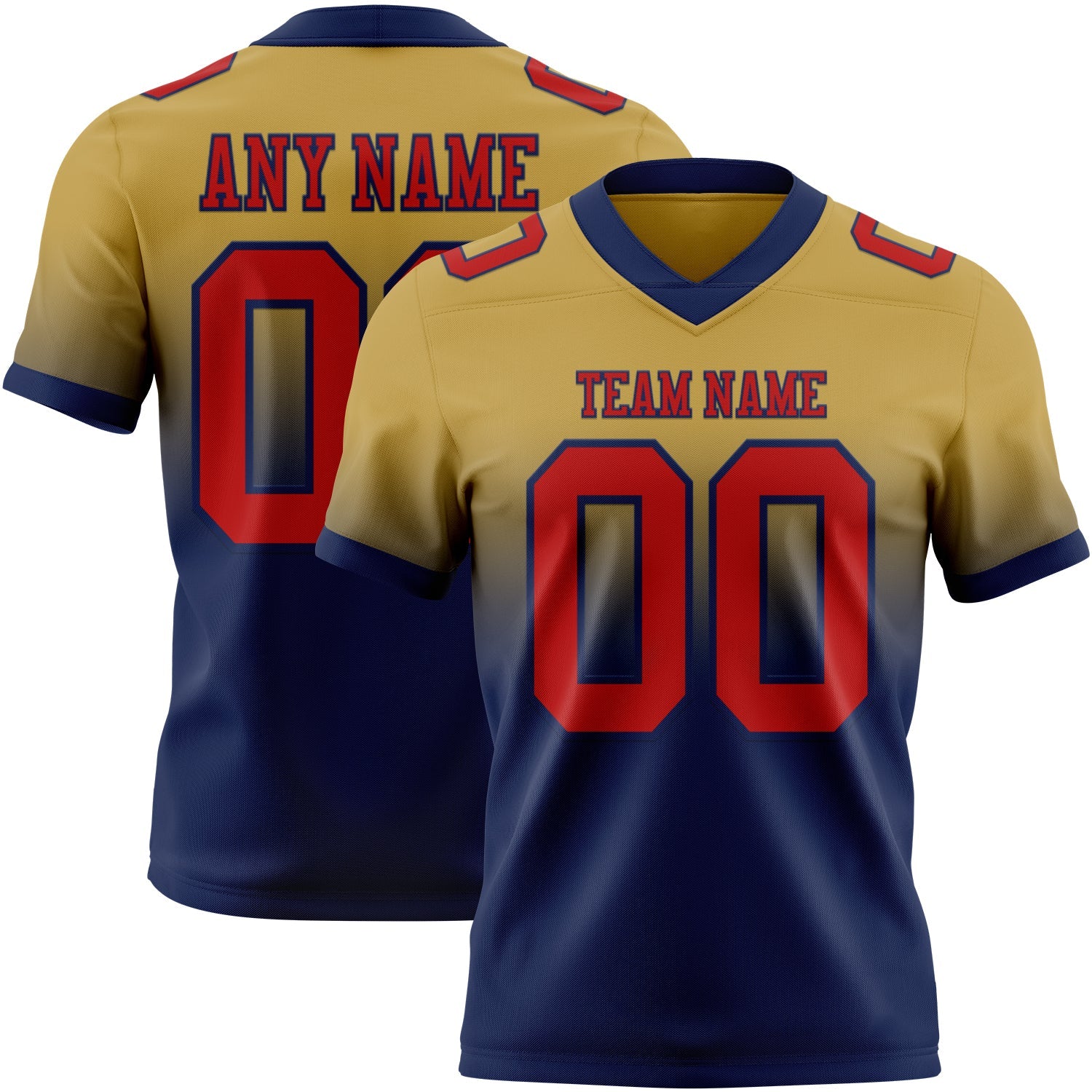 Custom Old Gold Red-Navy Mesh Authentic Fade Fashion Football Jersey - Sky-Custom