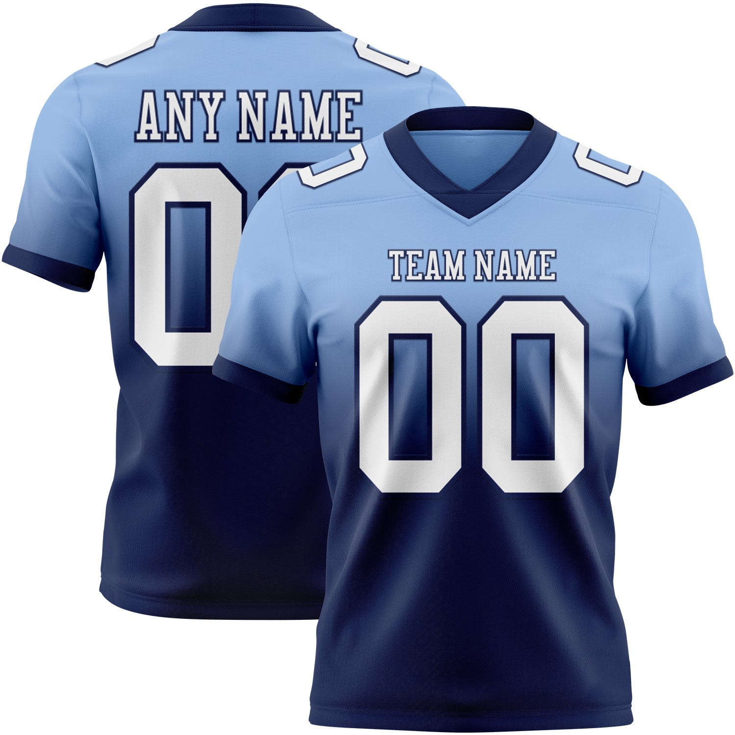 Custom Light Blue White-Navy Mesh Authentic Fade Fashion Football Jersey - Sky-Custom