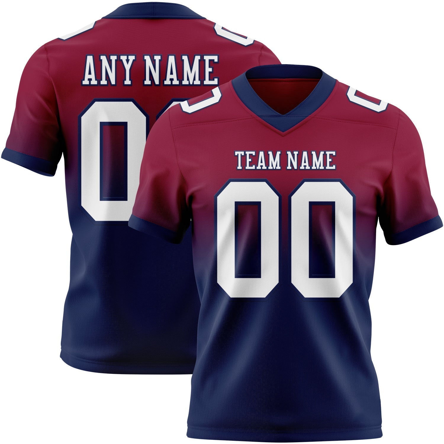 Custom Maroon White-Navy Mesh Authentic Fade Fashion Football Jersey - Sky-Custom