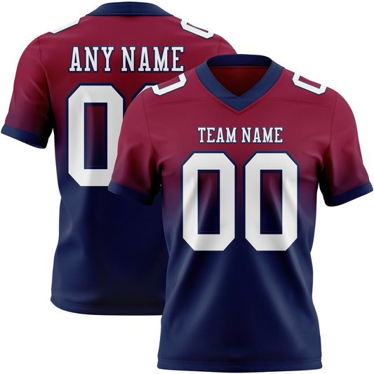 Custom Maroon White-Navy Mesh Authentic Fade Fashion Football Jersey - Sky-Custom