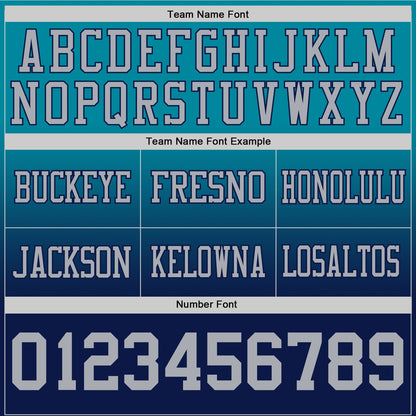 Custom Teal Gray-Navy Mesh Authentic Fade Fashion Football Jersey - Sky-Custom