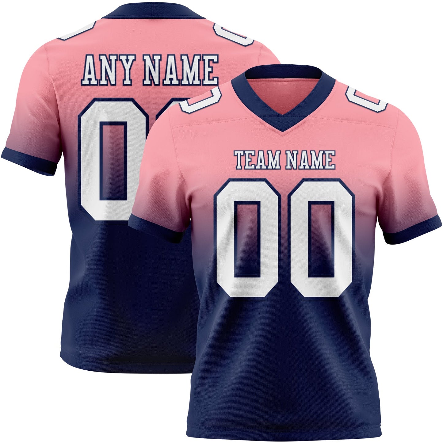 Custom Medium Pink White-Navy Mesh Authentic Fade Fashion Football Jersey - Sky-Custom
