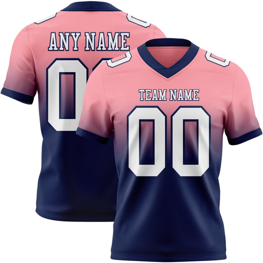 Custom Medium Pink White-Navy Mesh Authentic Fade Fashion Football Jersey - Sky-Custom