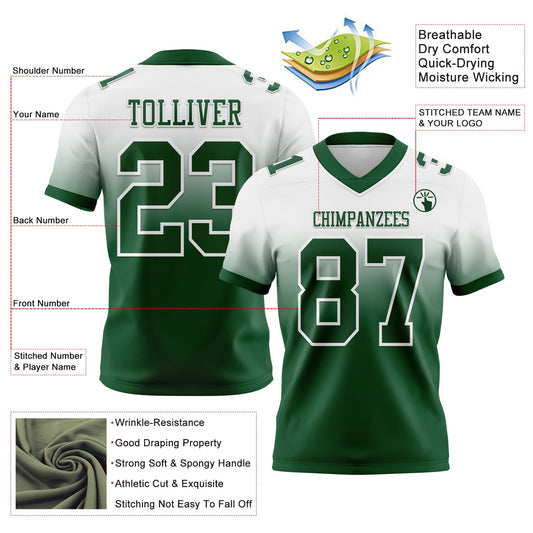 Custom White Green Mesh Authentic Fade Fashion Football Jersey - Sky-Custom