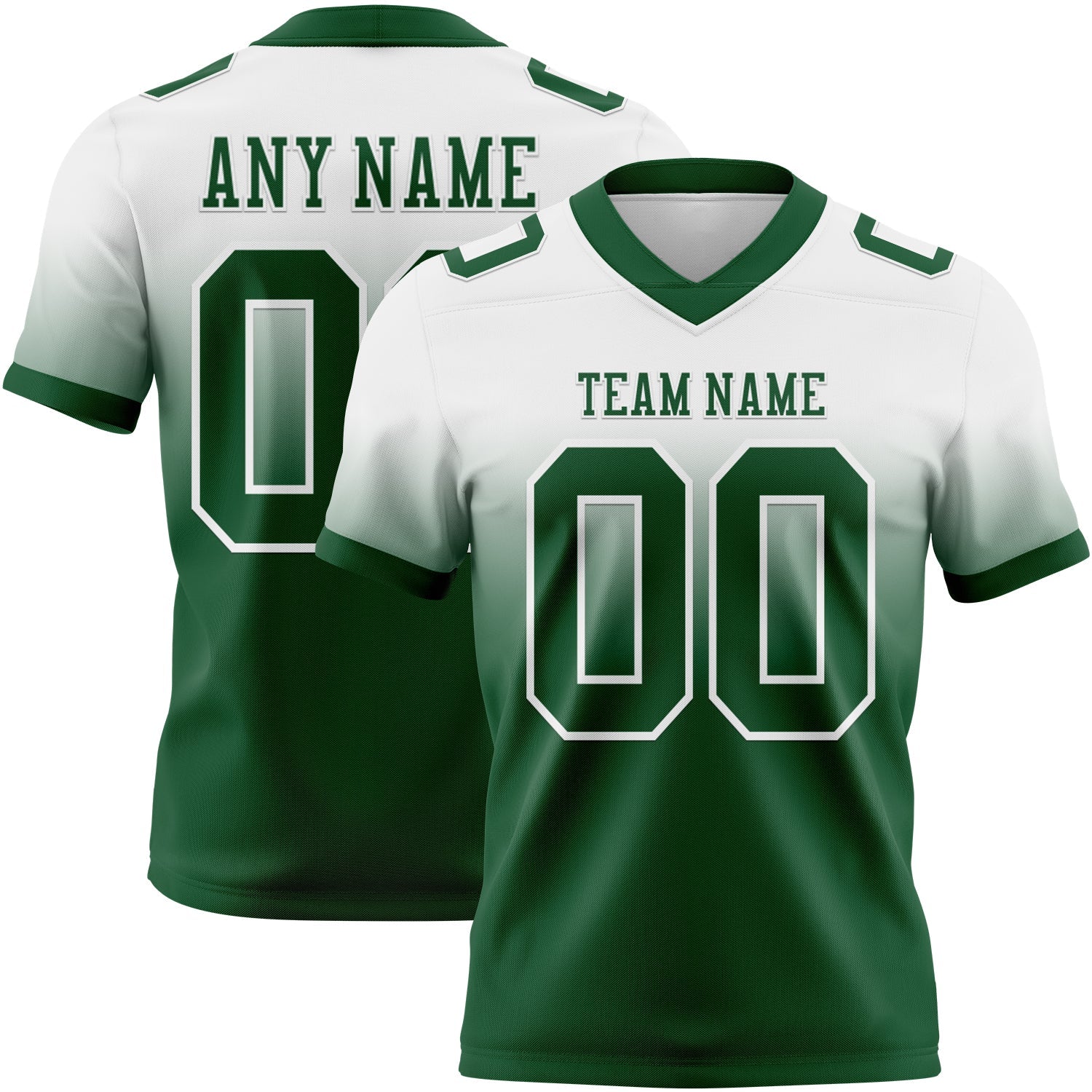 Custom White Green Mesh Authentic Fade Fashion Football Jersey - Sky-Custom