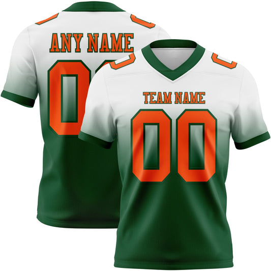 Custom White Orange-Green Mesh Authentic Fade Fashion Football Jersey - Sky-Custom