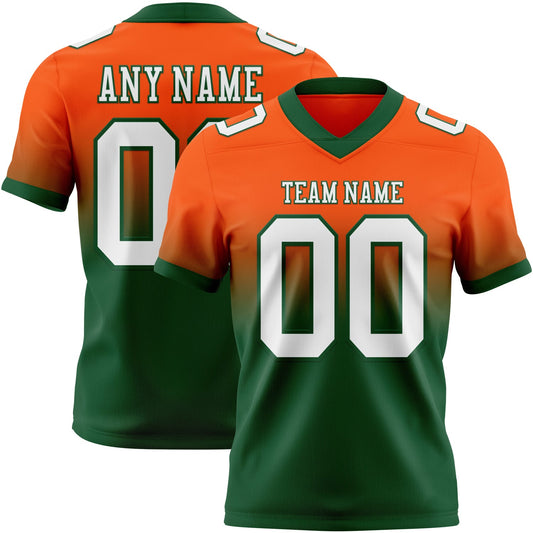 Custom Orange White-Green Mesh Authentic Fade Fashion Football Jersey - Sky-Custom
