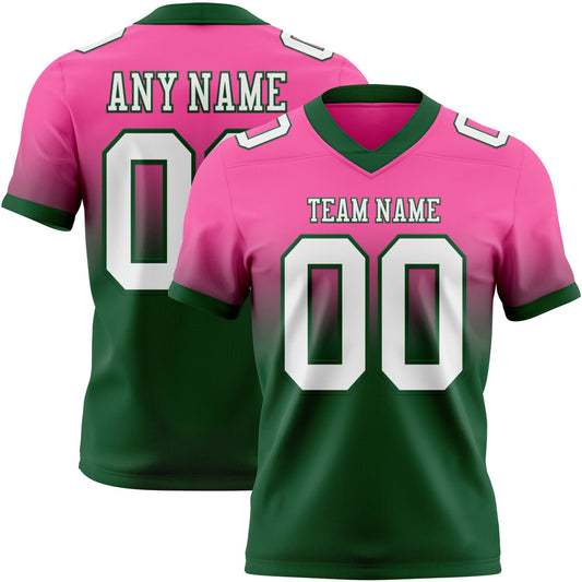 Custom Pink White-Green Mesh Authentic Fade Fashion Football Jersey - Sky-Custom