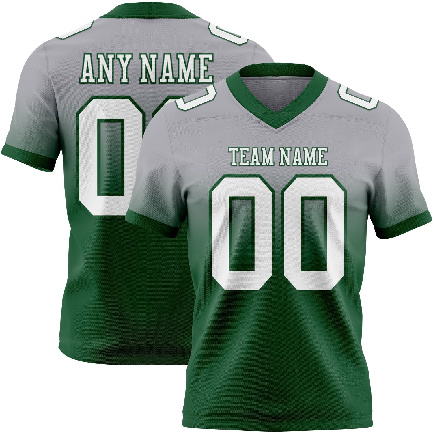 Custom Gray White-Green Mesh Authentic Fade Fashion Football Jersey - Sky-Custom