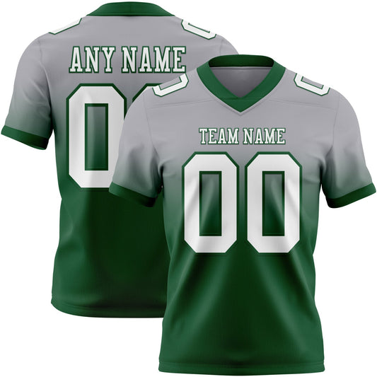 Custom Gray White-Green Mesh Authentic Fade Fashion Football Jersey - Sky-Custom