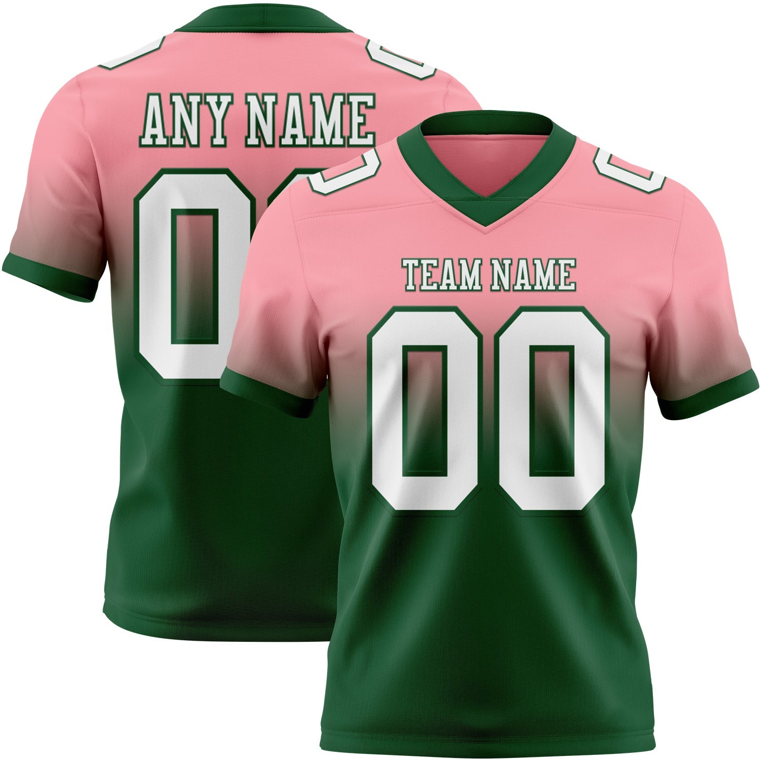 Custom Medium Pink White-Green Mesh Authentic Fade Fashion Football Jersey - Sky-Custom