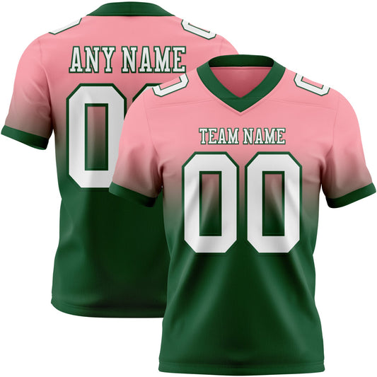 Custom Medium Pink White-Green Mesh Authentic Fade Fashion Football Jersey - Sky-Custom