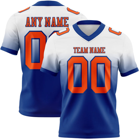 Custom White Orange-Royal Mesh Authentic Fade Fashion Football Jersey - Sky-Custom