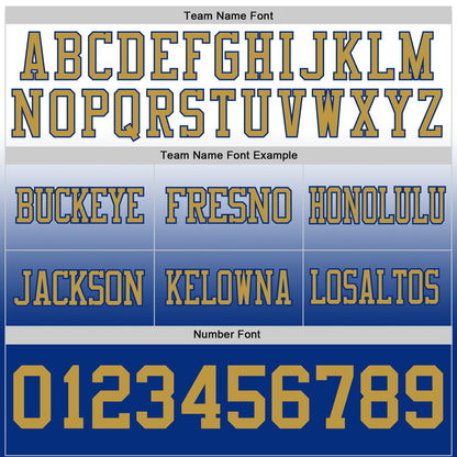 Custom White Old Gold-Royal Mesh Authentic Fade Fashion Football Jersey - Sky-Custom