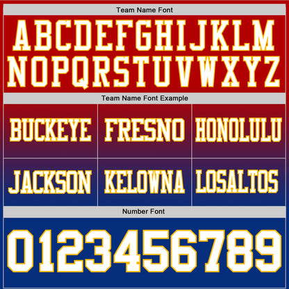 Custom Red White Royal-Gold Mesh Authentic Fade Fashion Football Jersey - Sky-Custom
