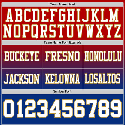 Custom Red White Royal-Old Gold Mesh Authentic Fade Fashion Football Jersey - Sky-Custom