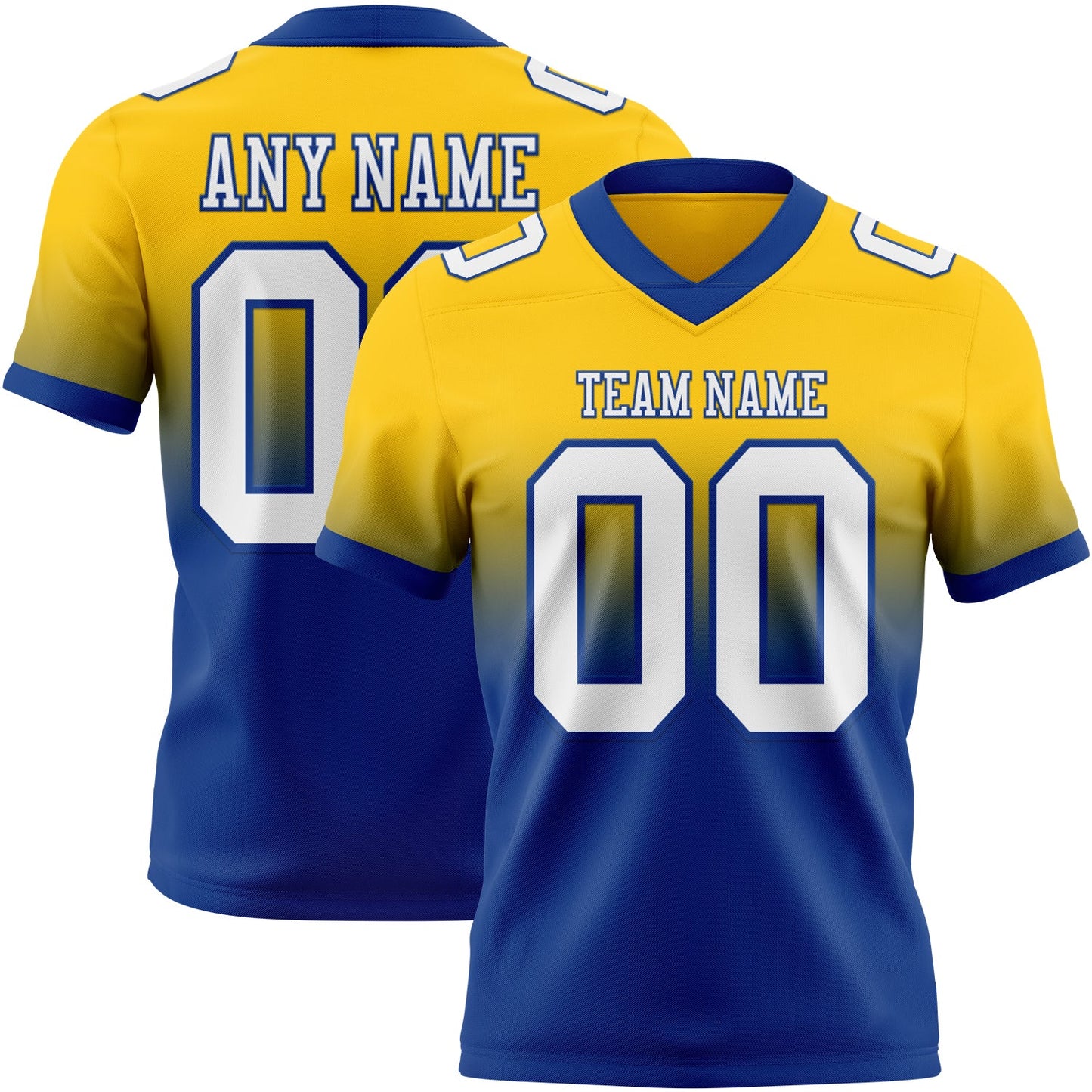 Custom Yellow White-Royal Mesh Authentic Fade Fashion Football Jersey - Sky-Custom
