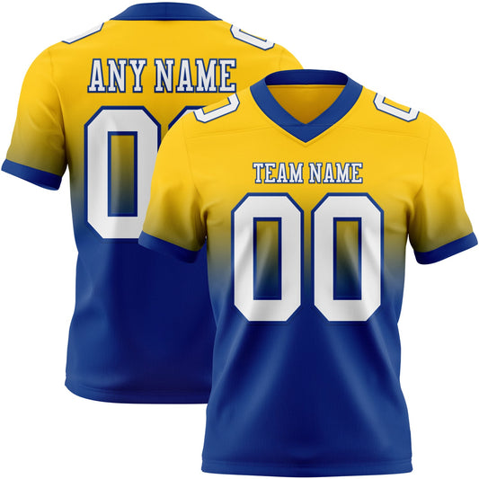 Custom Yellow White-Royal Mesh Authentic Fade Fashion Football Jersey - Sky-Custom
