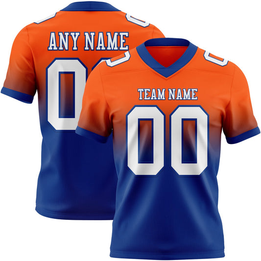 Custom Orange White-Royal Mesh Authentic Fade Fashion Football Jersey - Sky-Custom