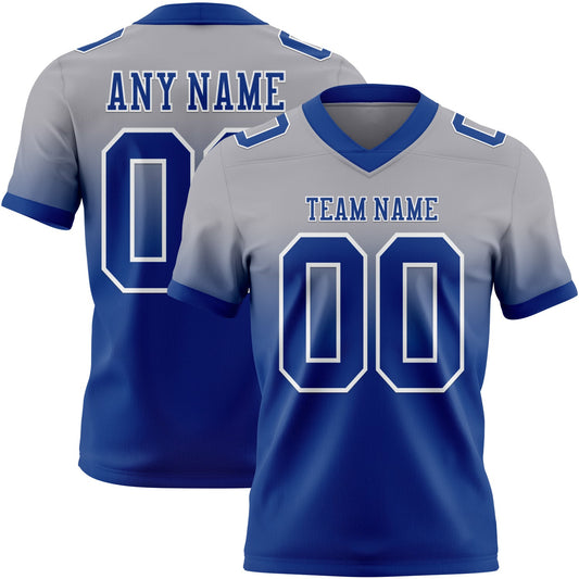 Custom Gray Royal-White Mesh Authentic Fade Fashion Football Jersey - Sky-Custom