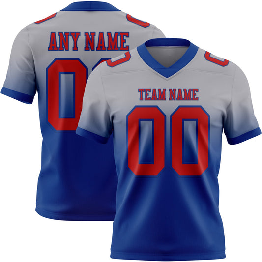 Custom Gray Red-Royal Mesh Authentic Fade Fashion Football Jersey - Sky-Custom