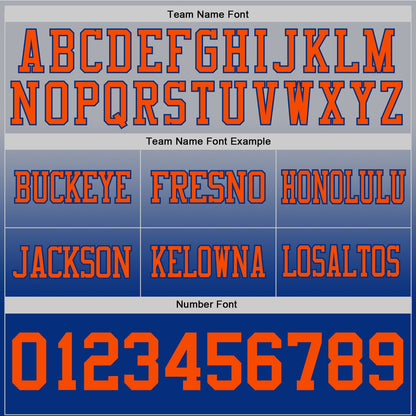 Custom Gray Orange-Royal Mesh Authentic Fade Fashion Football Jersey - Sky-Custom
