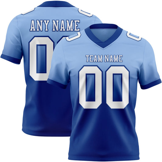 Custom Light Blue White-Royal Mesh Authentic Fade Fashion Football Jersey - Sky-Custom