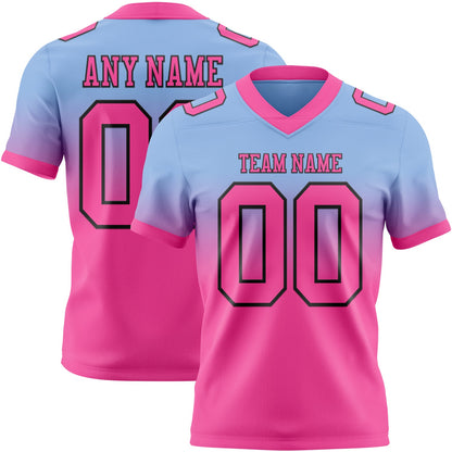 Custom Light Blue Pink-Black Mesh Authentic Fade Fashion Football Jersey - Sky-Custom