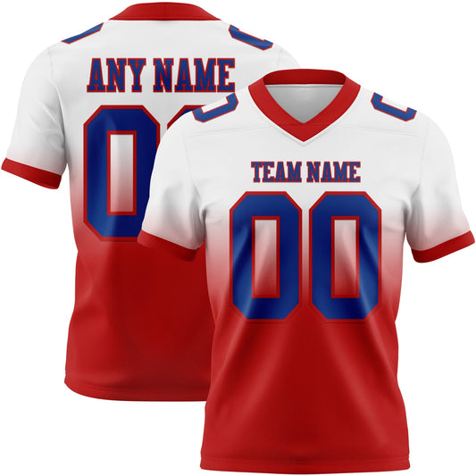 Custom White Royal-Red Mesh Authentic Fade Fashion Football Jersey - Sky-Custom