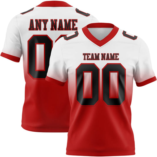 Custom White Black-Red Mesh Authentic Fade Fashion Football Jersey - Sky-Custom