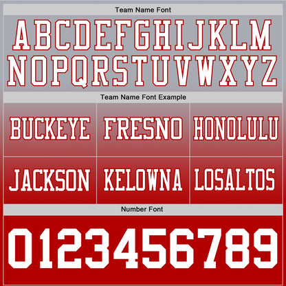 Custom Gray White-Red Mesh Authentic Fade Fashion Football Jersey - Sky-Custom