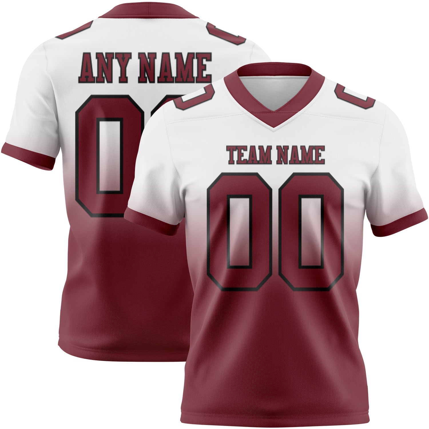 Custom White Burgundy-Black Mesh Authentic Fade Fashion Football Jersey - Sky-Custom