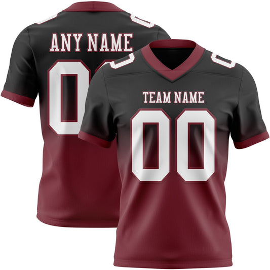Custom Black White-Burgundy Mesh Authentic Fade Fashion Football Jersey - Sky-Custom