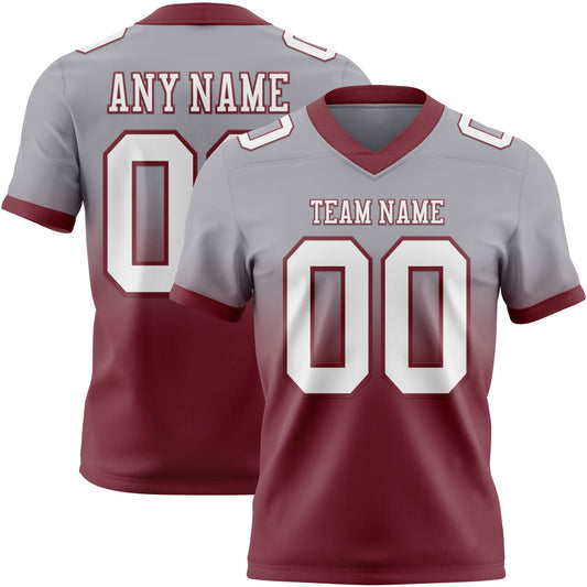 Custom Gray White-Burgundy Mesh Authentic Fade Fashion Football Jersey - Sky-Custom
