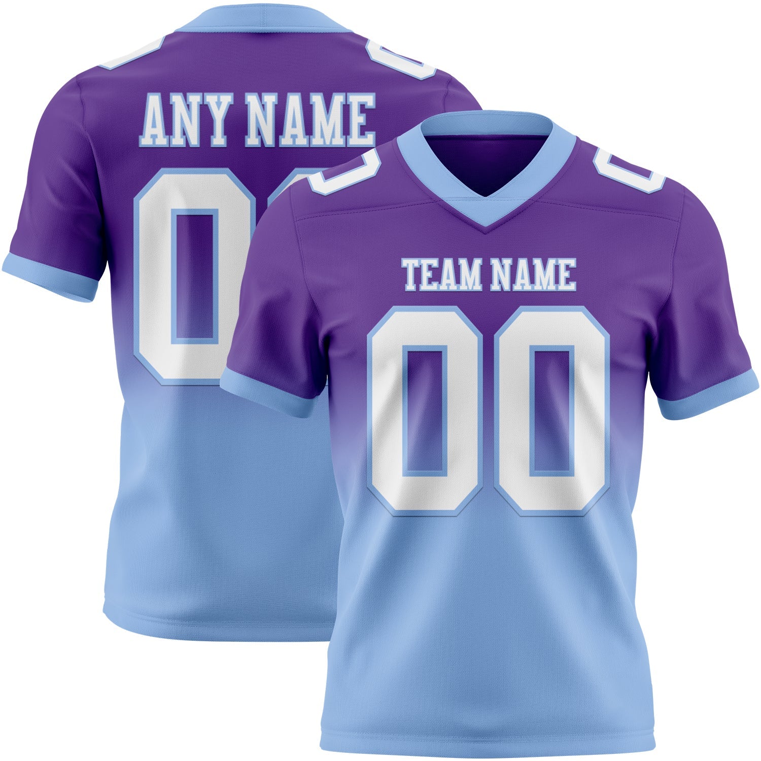 Custom Purple White-Light Blue Mesh Authentic Fade Fashion Football Jersey - Sky-Custom