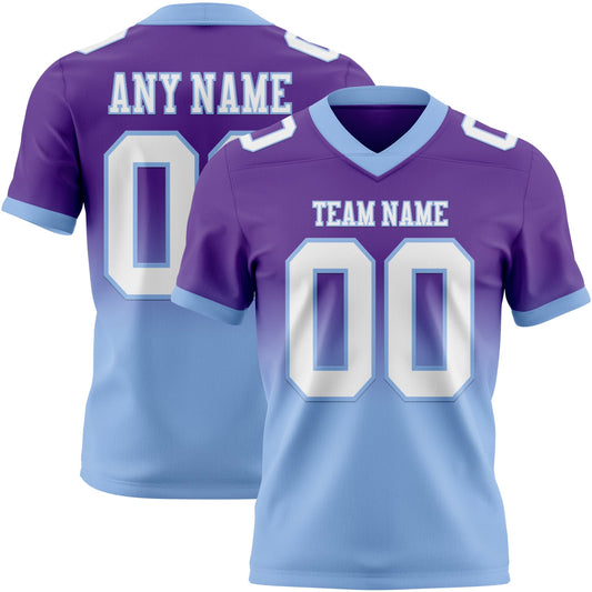 Custom Purple White-Light Blue Mesh Authentic Fade Fashion Football Jersey - Sky-Custom