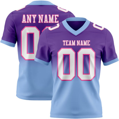 Custom Purple White Light Blue-Pink Mesh Authentic Fade Fashion Football Jersey - Sky-Custom