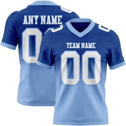 Custom Royal White-Light Blue Mesh Authentic Fade Fashion Football Jersey - Sky-Custom