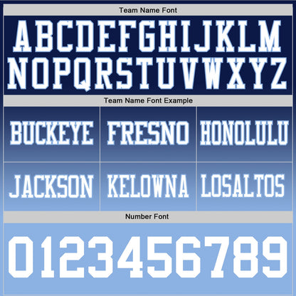 Custom Navy White-Light Blue Mesh Authentic Fade Fashion Football Jersey - Sky-Custom