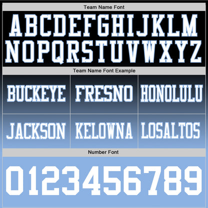 Custom Black White-Light Blue Mesh Authentic Fade Fashion Football Jersey - Sky-Custom