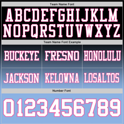 Custom Black White Light Blue-Pink Mesh Authentic Fade Fashion Football Jersey - Sky-Custom