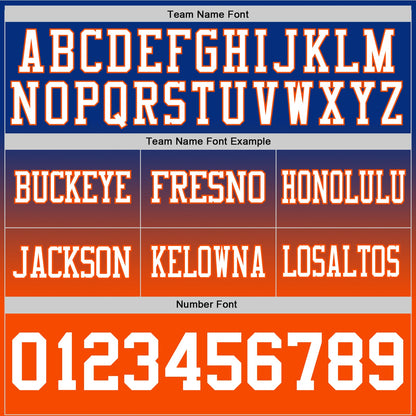 Custom Royal White-Orange Mesh Authentic Fade Fashion Football Jersey - Sky-Custom