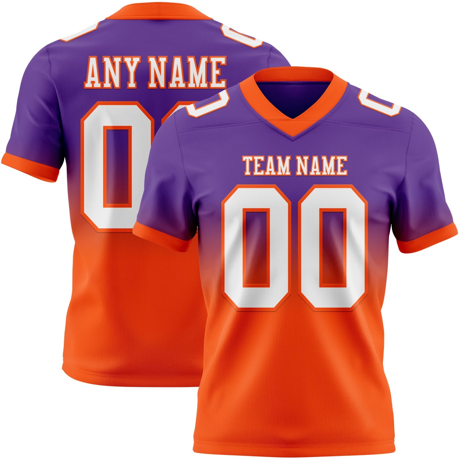 Custom Purple White-Orange Mesh Authentic Fade Fashion Football Jersey - Sky-Custom