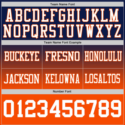 Custom Navy White-Orange Mesh Authentic Fade Fashion Football Jersey - Sky-Custom