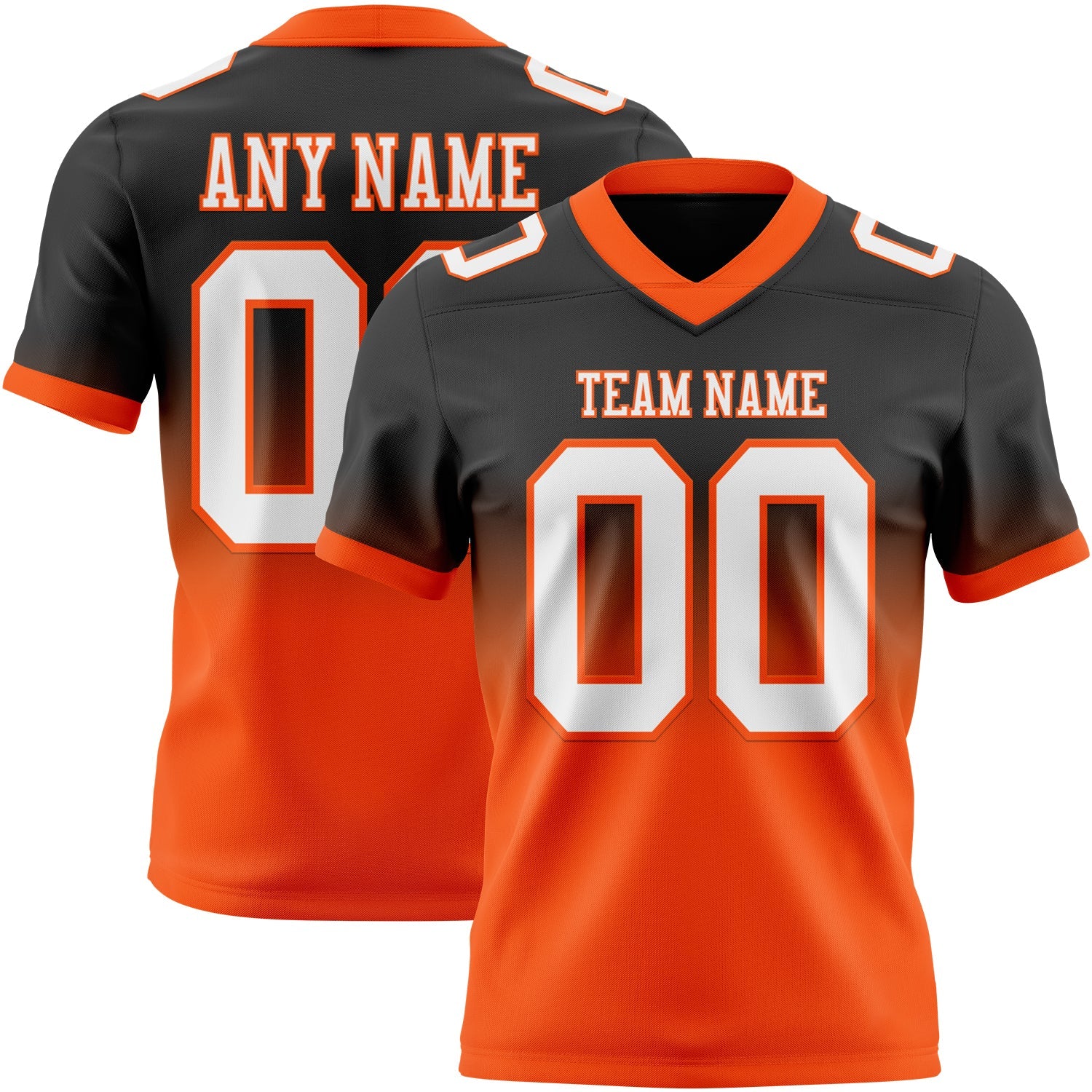 Custom Black White-Orange Mesh Authentic Fade Fashion Football Jersey - Sky-Custom