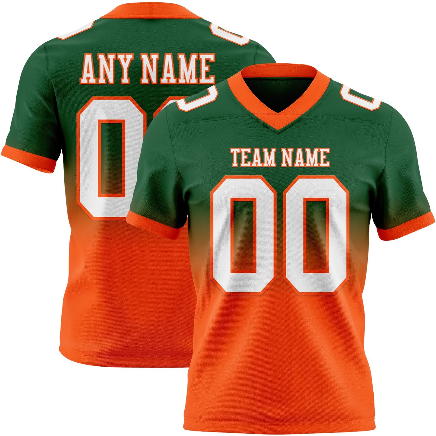 Custom Green White-Orange Mesh Authentic Fade Fashion Football Jersey - Sky-Custom