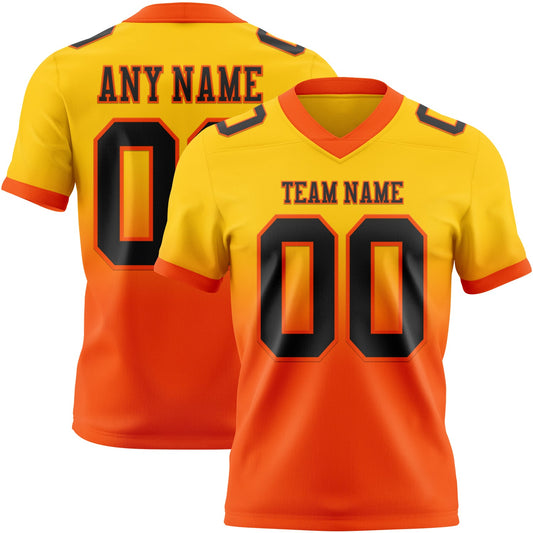 Custom Yellow Black-Orange Mesh Authentic Fade Fashion Football Jersey - Sky-Custom